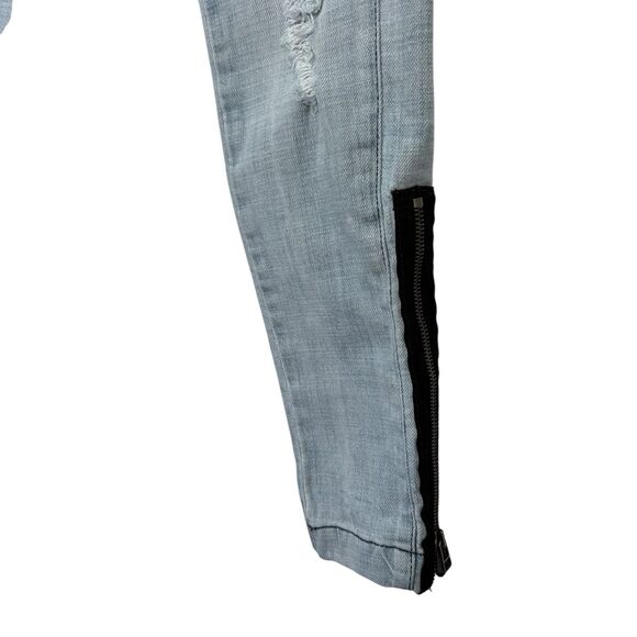 bebe Jeans Womens Size 28 Light Wash Low Rise Skinny Distressed Denim Zippers - Picture 4 of 16